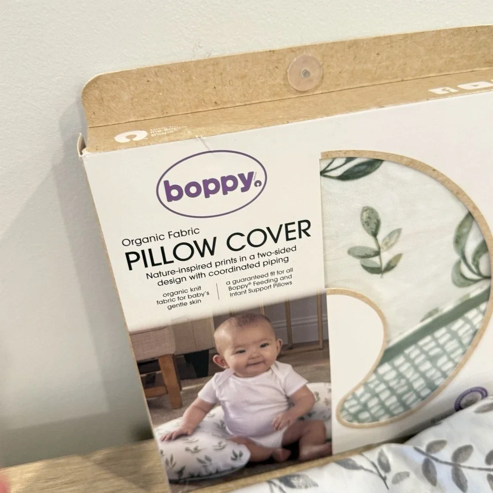 Boppy Original Nursing Pillow Slipcover Green Floral New Plus Extra Used Cover
